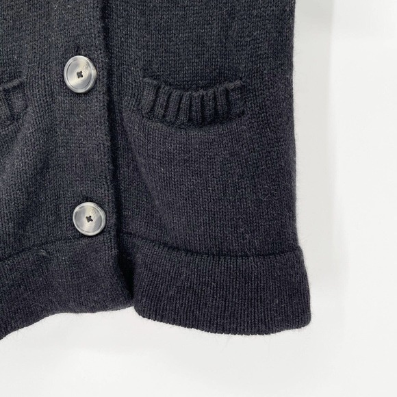 Vince Alpaca Wool Blend Cardigan Sweater Sz S Black Collared Button Up Pockets - Picture 3 of 7